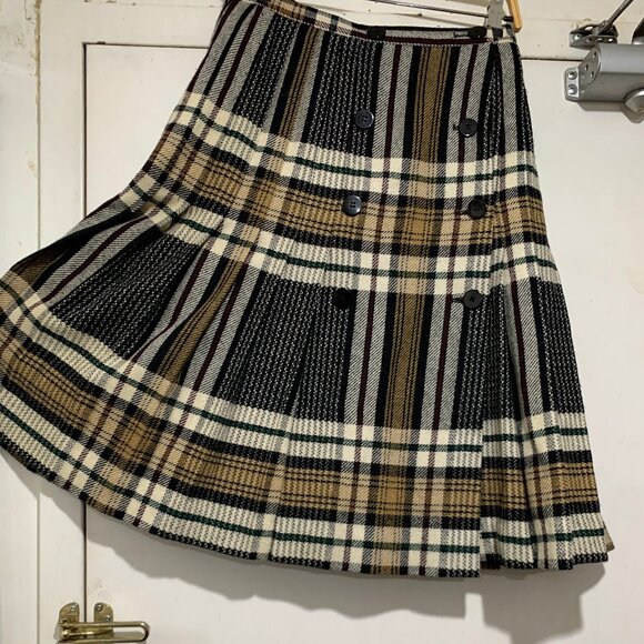 VINTAGE HENRY WHITE DUBLIN WOOL PLAID PLEATED KILT SKIRTS SIZE 10 - Picture 3 of 7